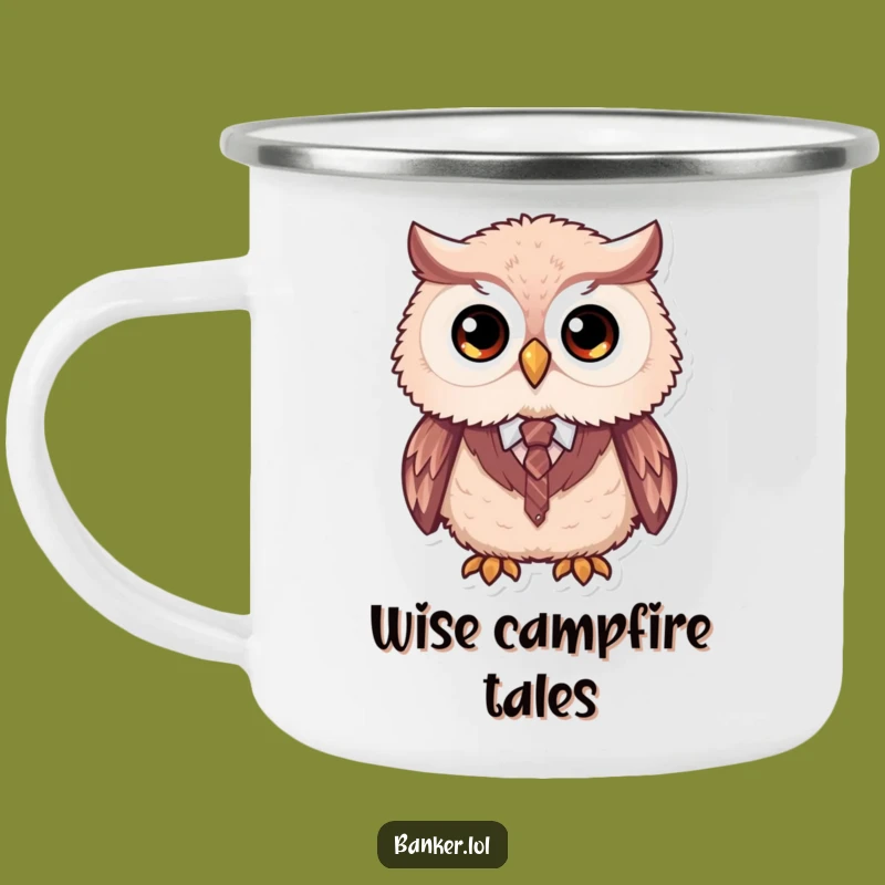 Funny Owl Campfire Mug: Dapper Vest & Tie Drinkware, Great Funny Gift for Wise Campers