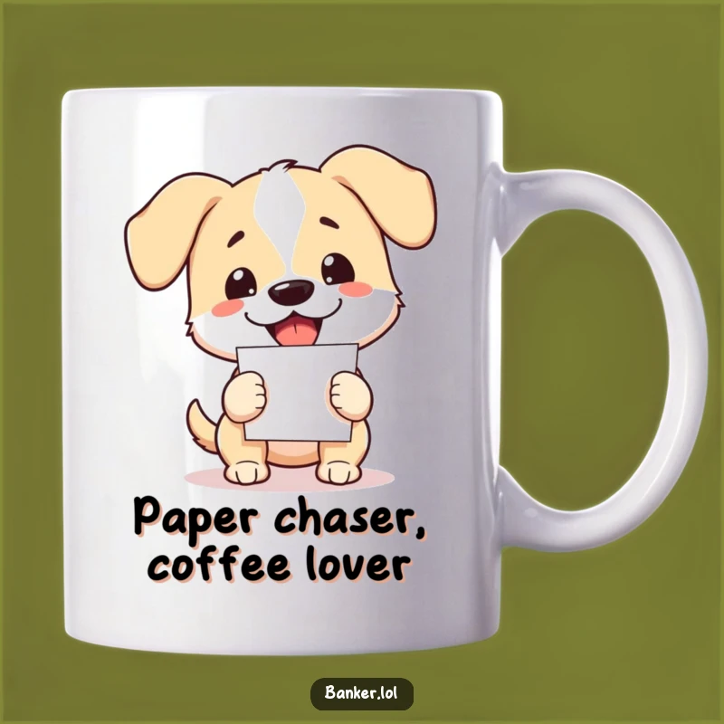 Funny Dog Paper Pusher Mug: Enthusiastic Gift for Busy Pups & People!