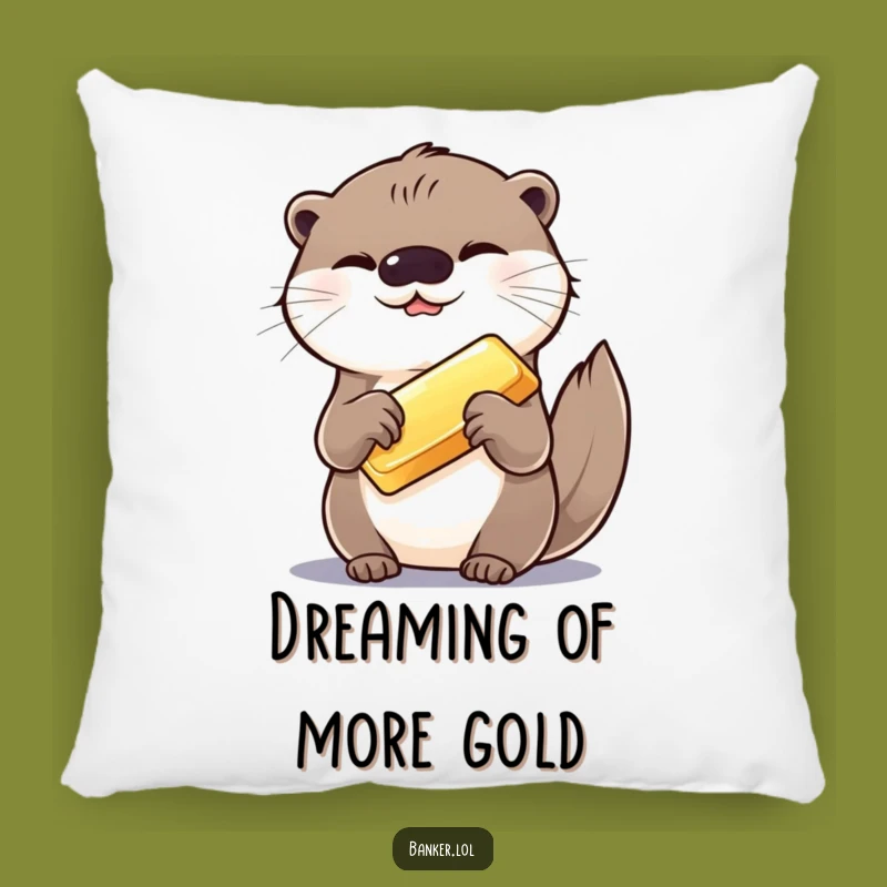 Funny Otter Gold Bar Pillow: Hilarious Accent for Cozy Comfort!