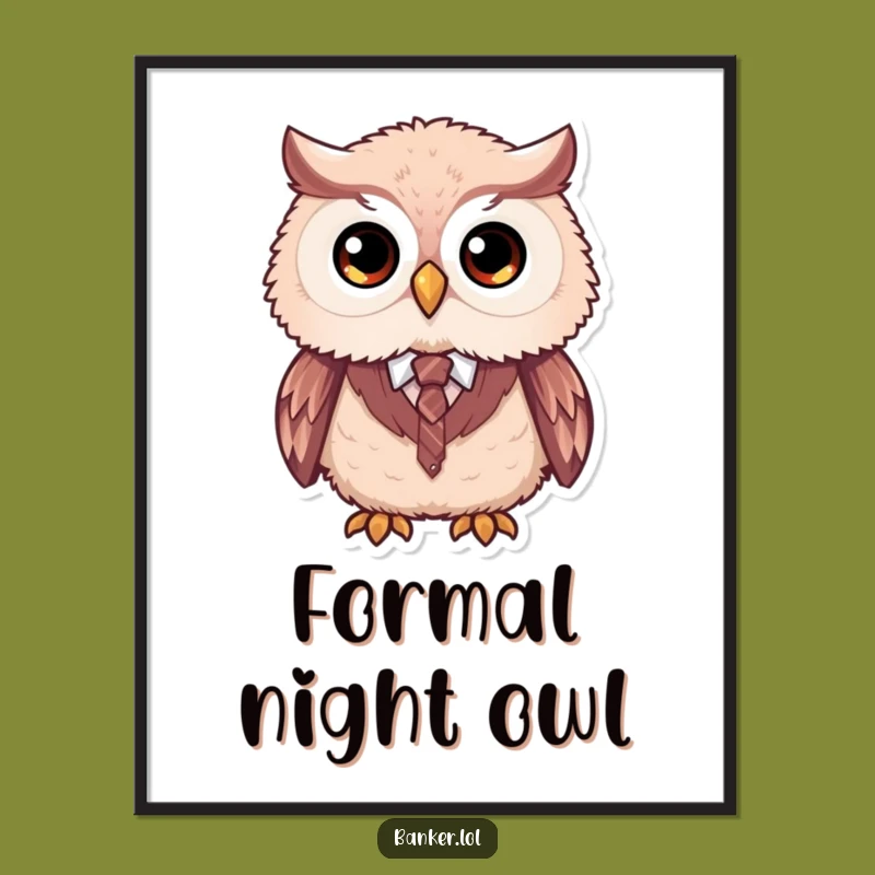 Funny Owl Formal Digital Print: Dapper Vest & Tie Art, Instant Funny Gift for Decor