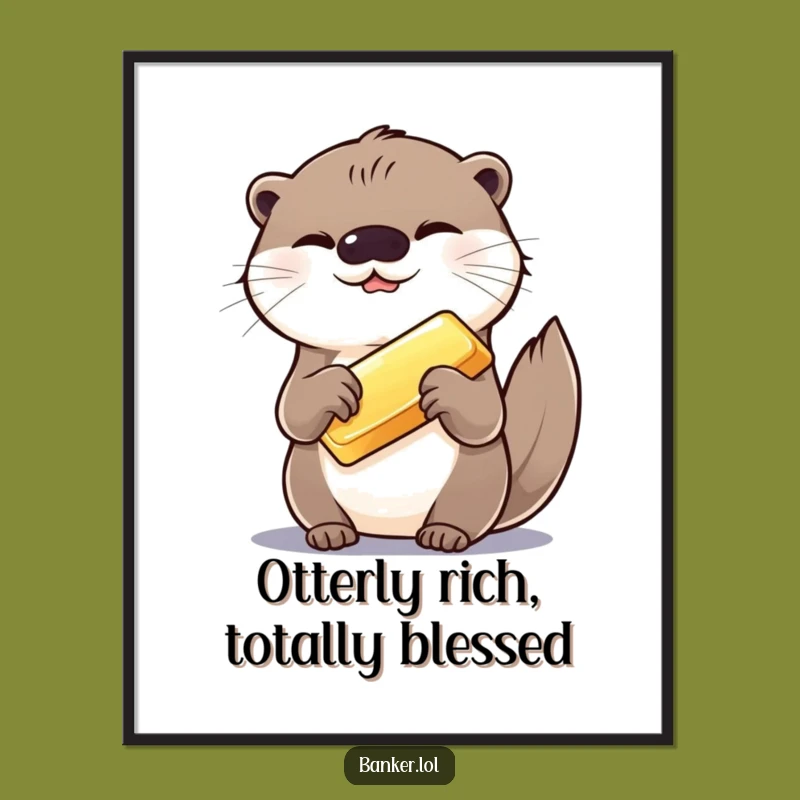 Free Printable Otter Wall Art: Funny Gold Bar Downloadable Art for Quirky Decor
