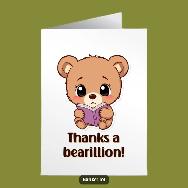 Free Printable Thank You Card: Bear Cub Accounting Thanks, a Funny Downloadable Gift