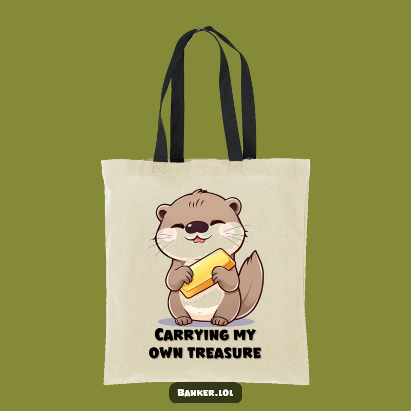Funny Otter Gold Bar Tote Bag: Carry Your Treasures Hilariously!